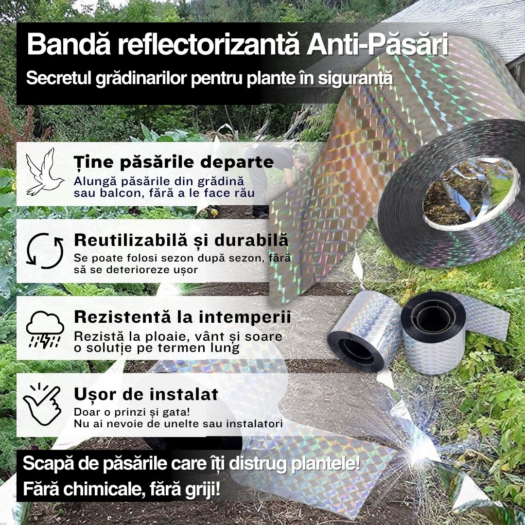 Bandă Reflectorizantă Anti-Păsări